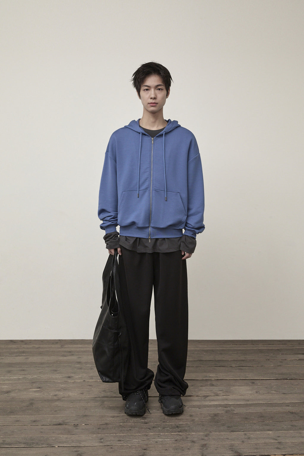 Matin Kim - Back Logo Glitter Hoody Zip Up (Blue) product image 5 | TRAB K-Fashion Australia