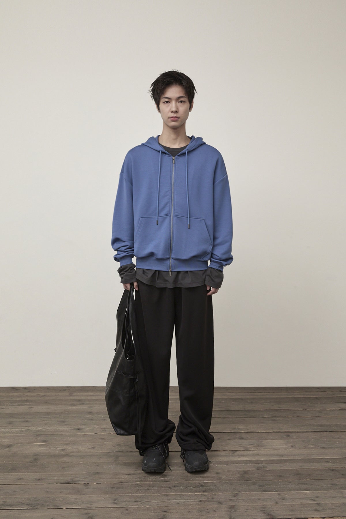 Matin Kim - Back Logo Glitter Hoody Zip Up (Blue) product image 5 | TRAB K-Fashion Australia