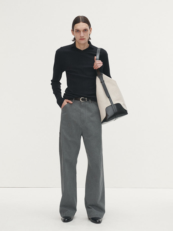 Tonywack - Washed Cotton Wide-Leg Work Pants (Rhino) product image 1 | TRAB K-Fashion Australia