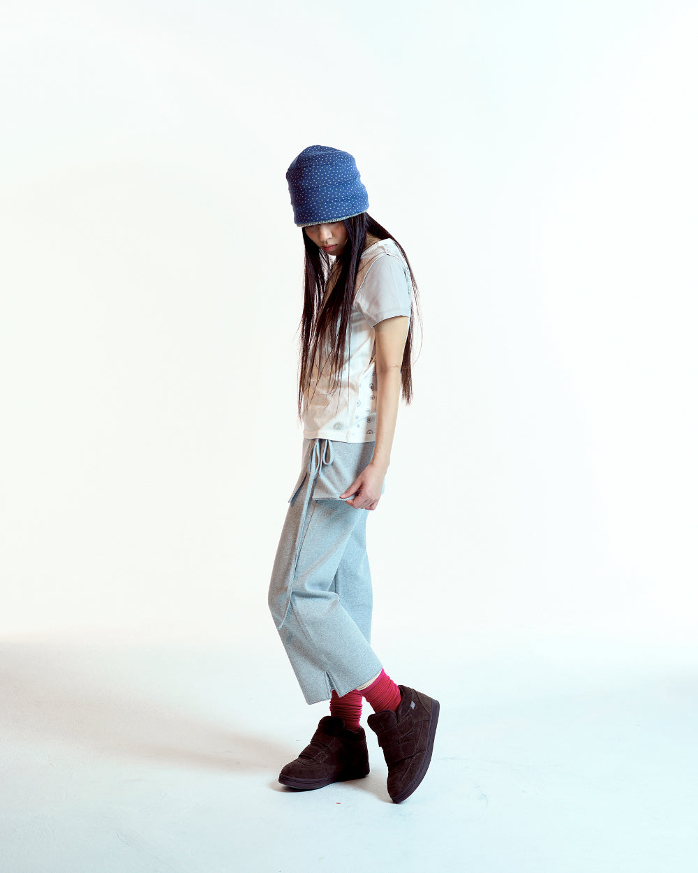 Coyseio - Soft Cropped Skirt Pants (Melange Grey) product image 3 | TRAB K-Fashion Australia