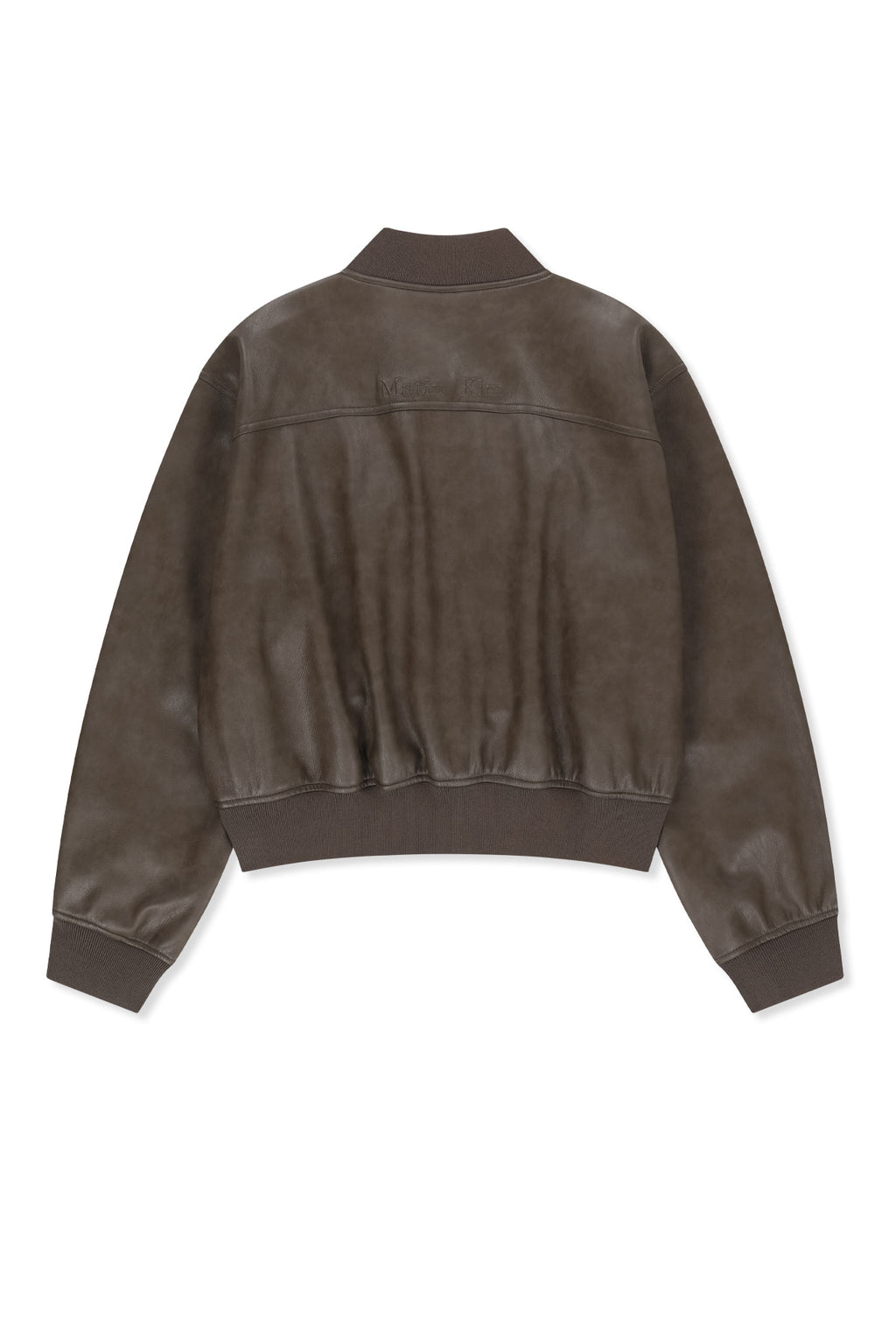 Matin Kim - Faux Leather Rib Collar Blouson (Brown) product image 2 | TRAB K-Fashion Australia