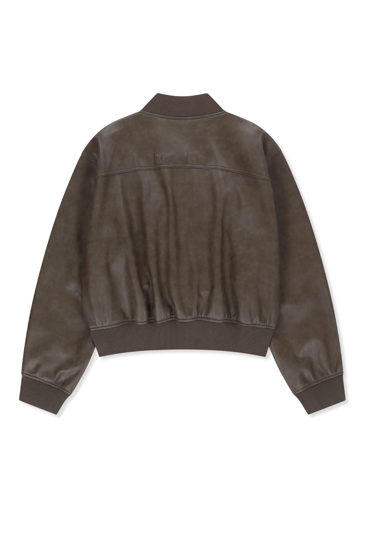 Matin Kim - Faux Leather Rib Collar Blouson (Brown) product image 2 | TRAB K-Fashion Australia