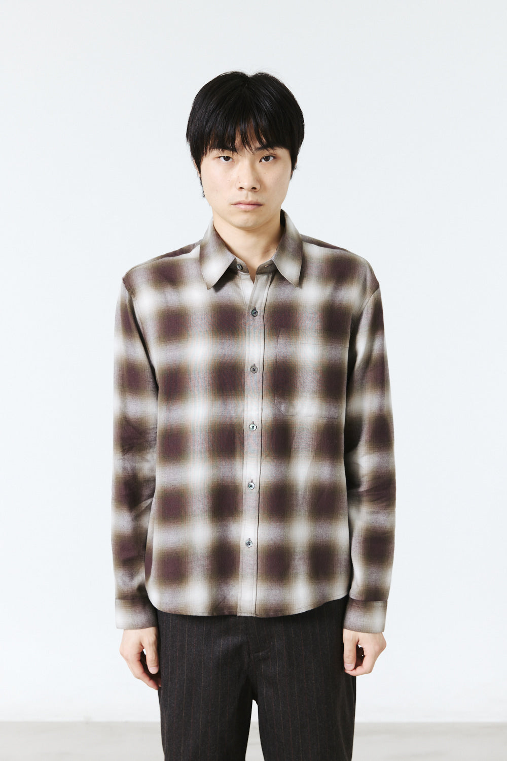 Hatchingroom - Regular Shirt Ombre Check (Khaki/Brown) product image 13 | TRAB K-Fashion Australia