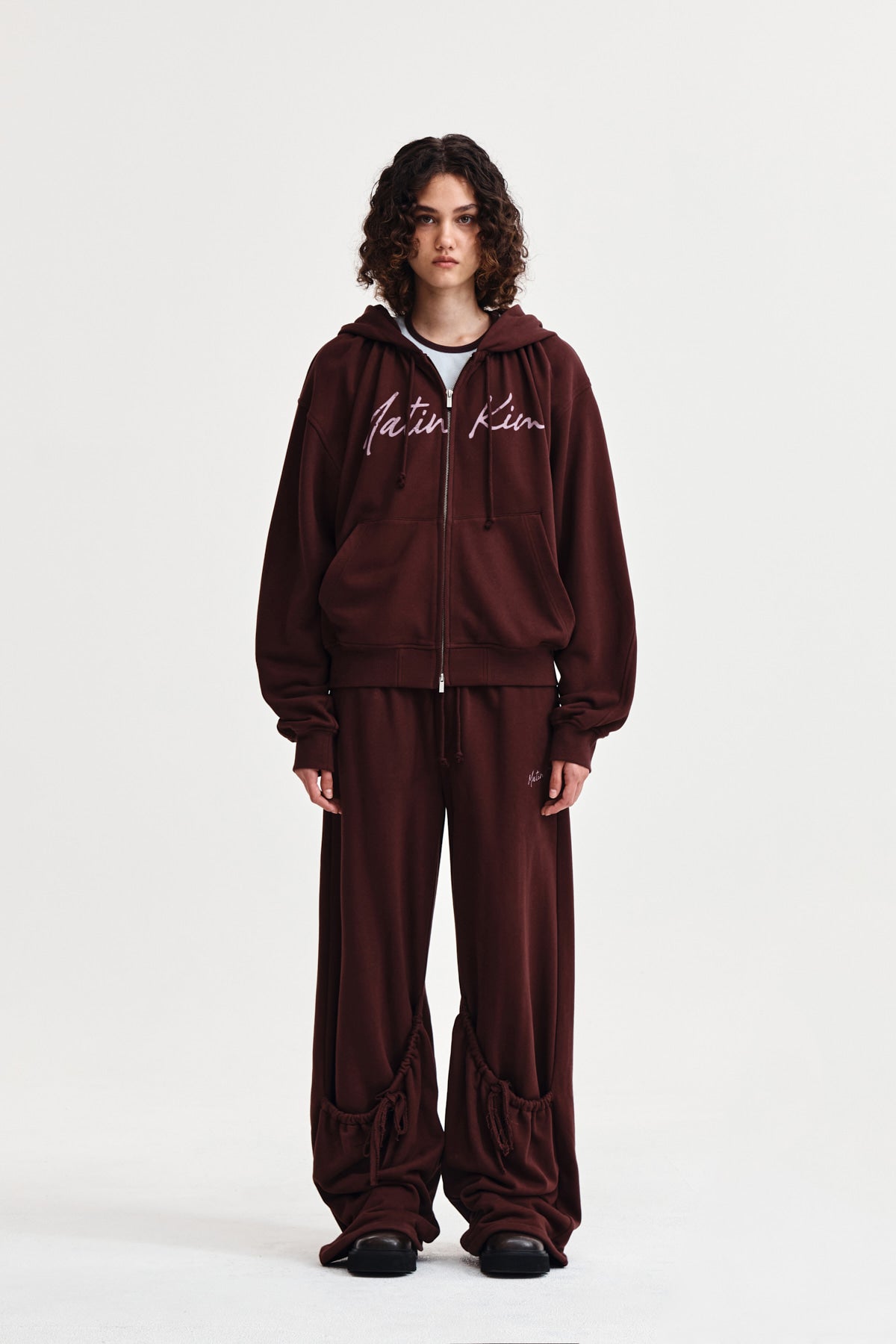 Matin Kim - Drawstring Point Sweatpants (Burgundy) product image 10 | TRAB K-Fashion Australia
