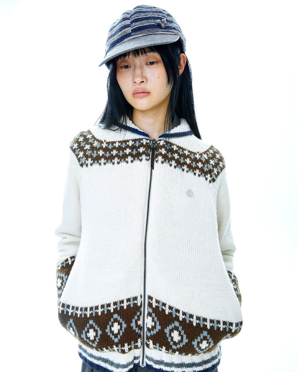 Coyseio - Mossy Cowichan Knit Jacket (Ivory) product image 12 | TRAB K-Fashion Australia