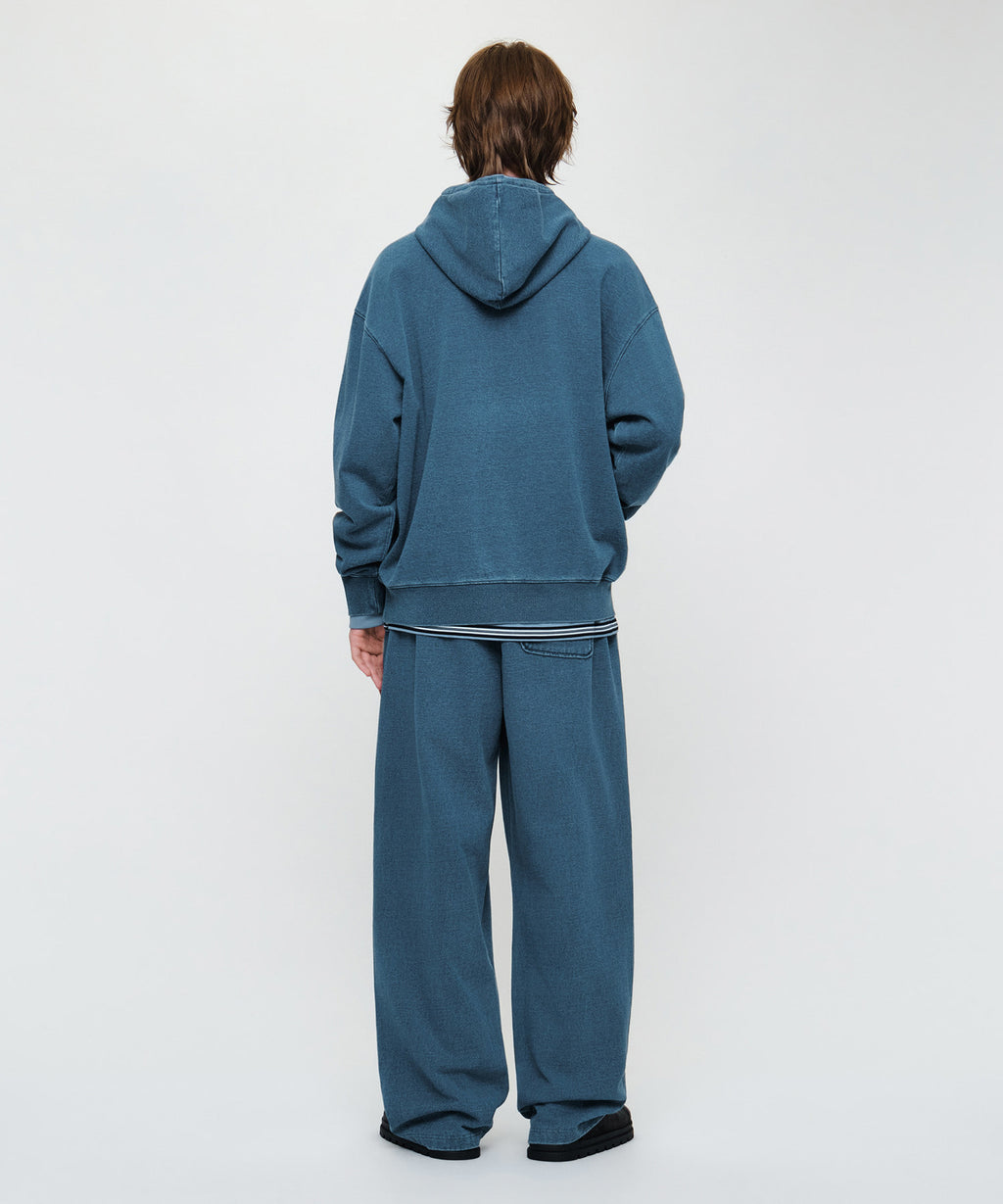 Marithe & Francois Girbaud - Crack Classic Logo Dyeing One Tuck Wide Sweat Pants (Blue) product image 5 | TRAB K-Fashion Australia
