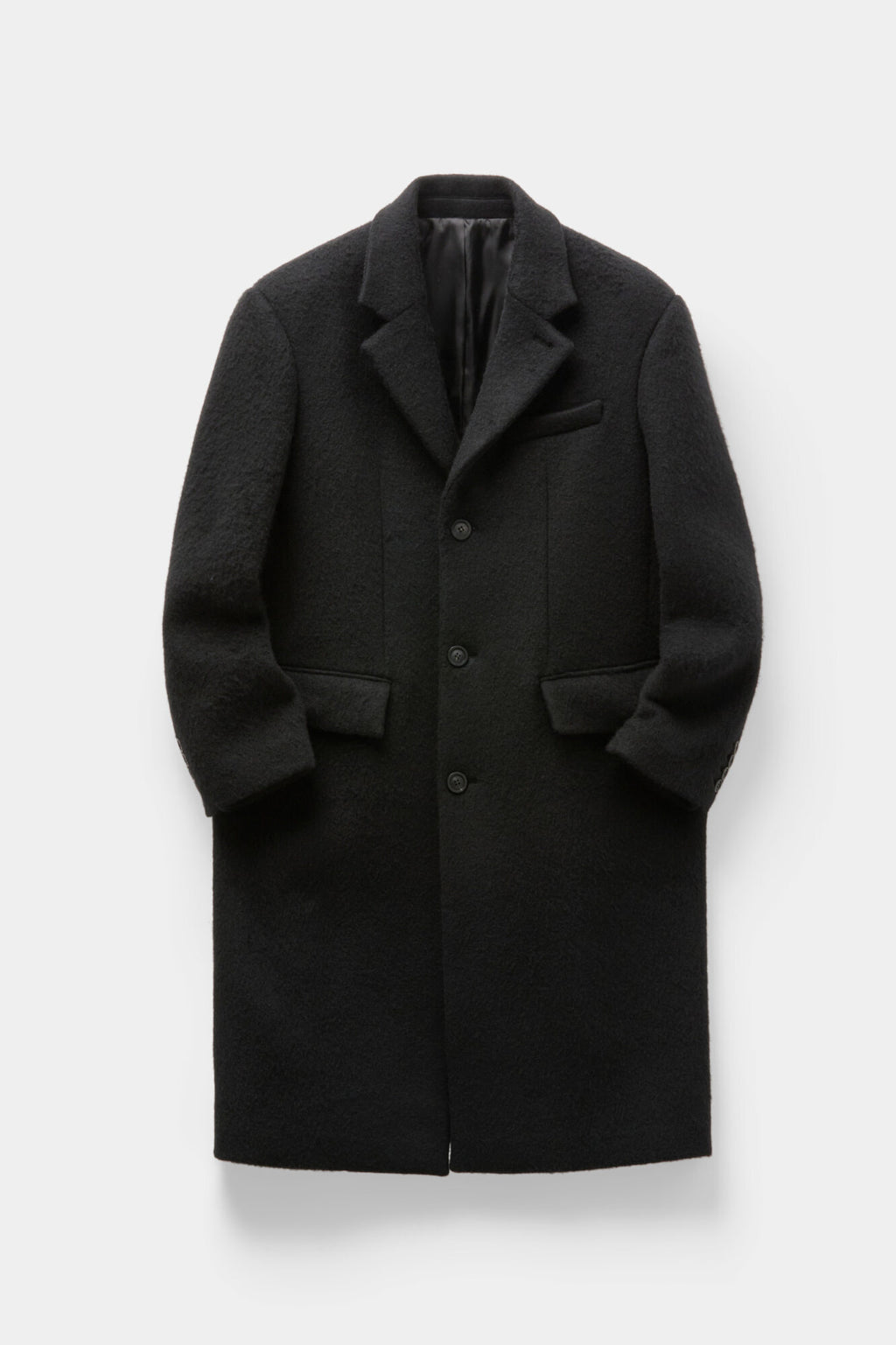 Coor - Corduroy Trim Hairy Chesterfield Coat (Black) product image 1 | TRAB K-Fashion Australia