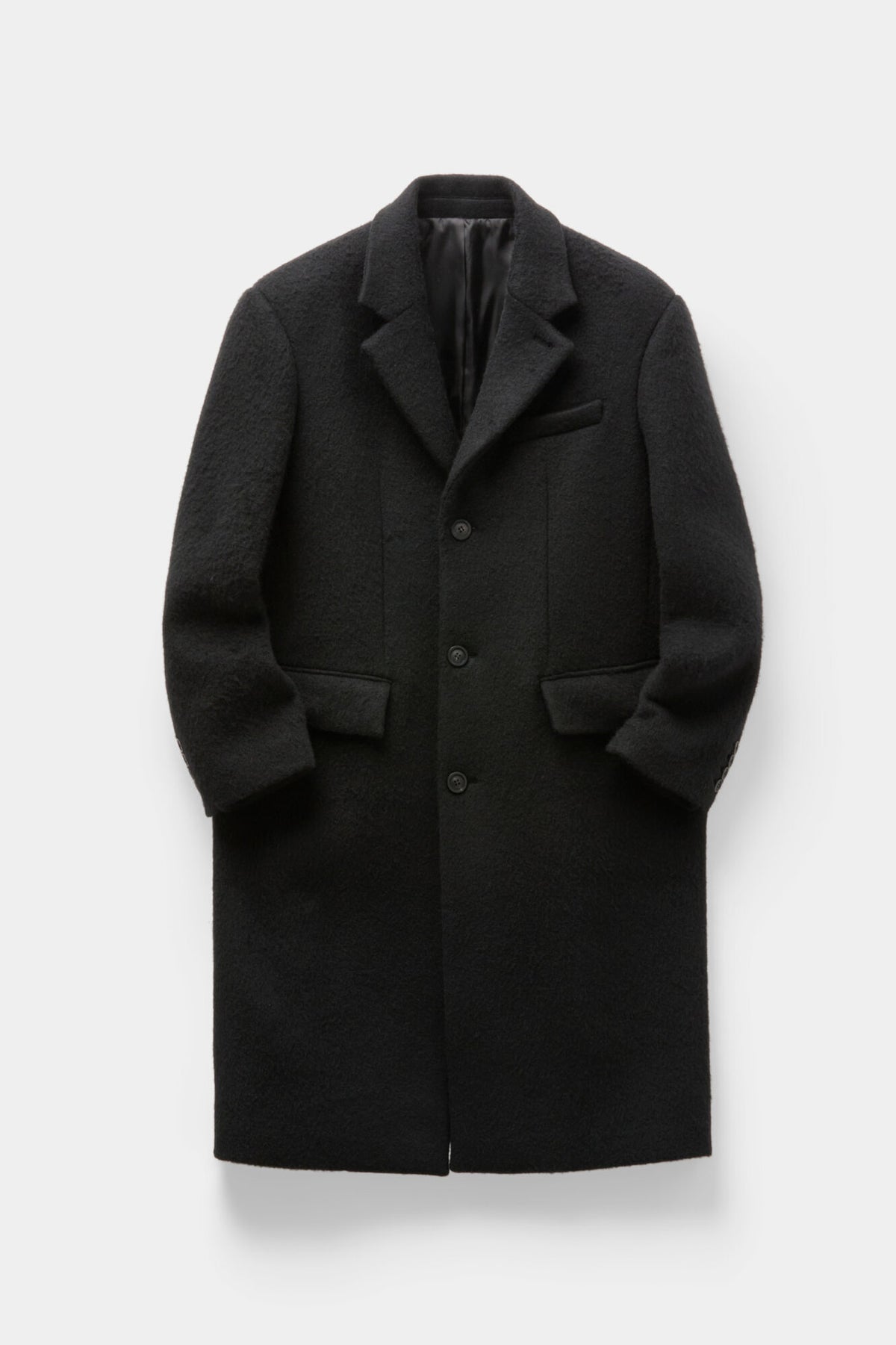 Coor - Corduroy Trim Hairy Chesterfield Coat (Black) product image 1 | TRAB K-Fashion Australia
