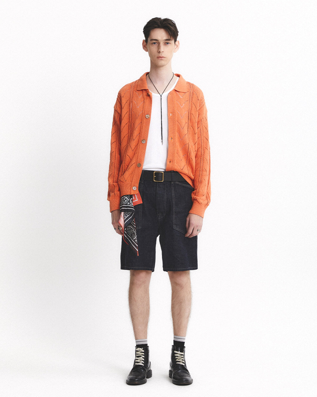 Eastlogue - Herringbone Crochet Cardigan (L.orange) product image 1 | TRAB K-Fashion Australia