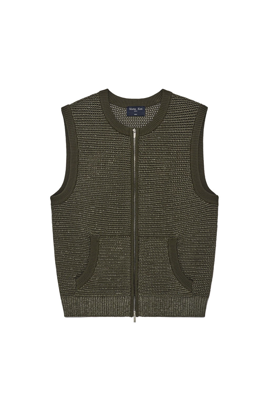 Matin Kim - Two Tone Mesh Knit Vest (Khaki) product image 1 | TRAB K-Fashion Australia