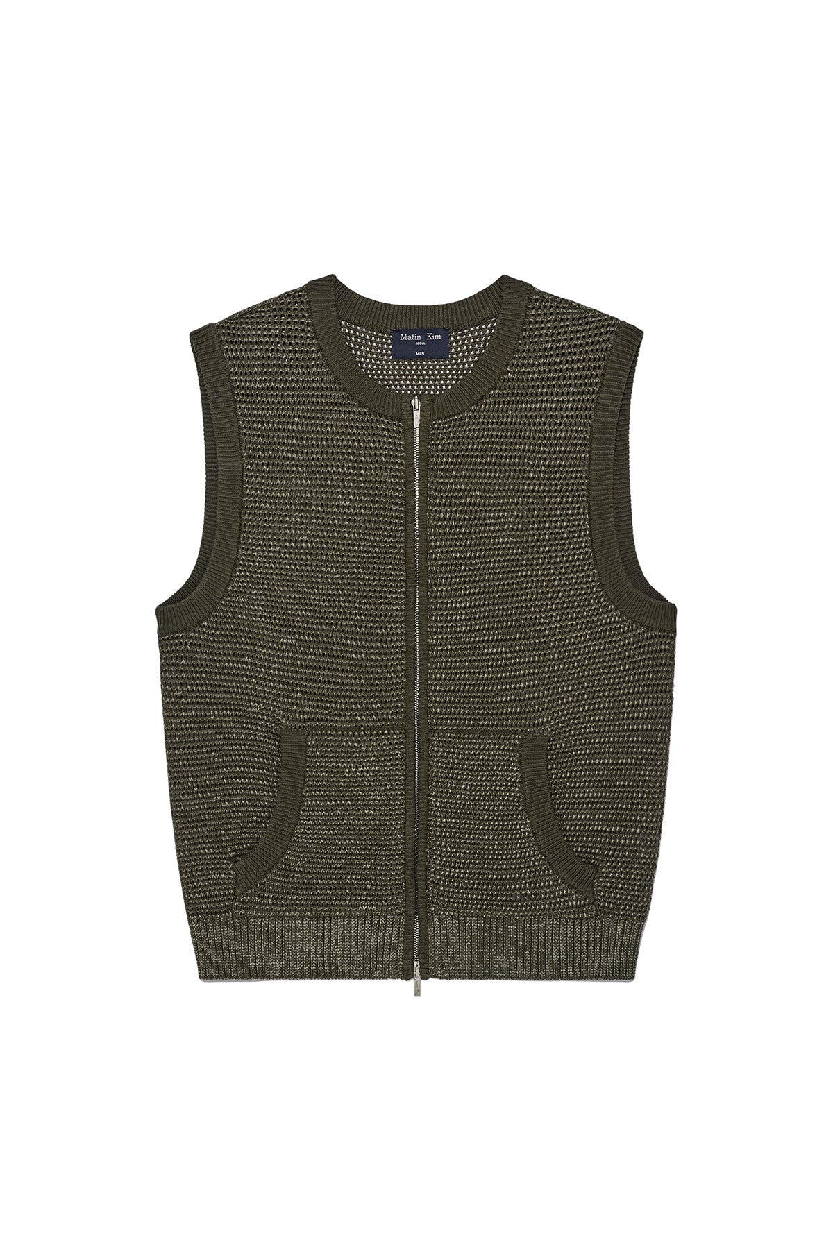 Matin Kim - Two Tone Mesh Knit Vest (Khaki) product image 1 | TRAB K-Fashion Australia