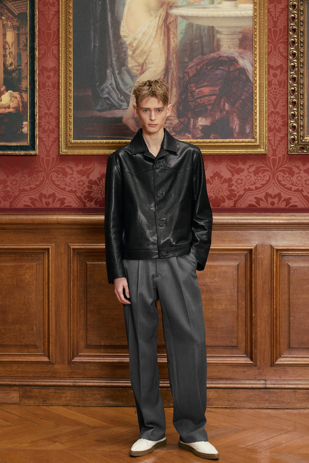 STU - Lambskin Button Leather Jacket (Black) product image 3 | TRAB K-Fashion Australia