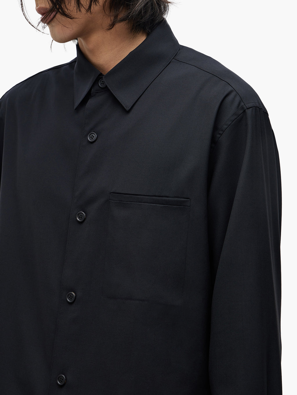 Jiyong Kim - Super Fine Wool Front Pocket Shirt (Black) product image 6 | TRAB K-Fashion Australia