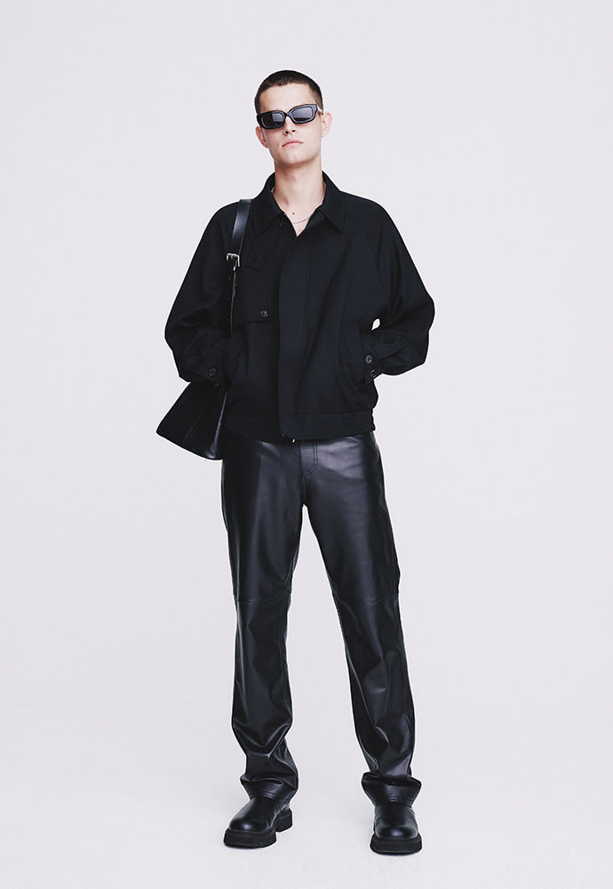 Tonywack - Hard Twist Wool Twill Gun Flap Blouson Jacket (Black) product image 3 | TRAB K-Fashion Australia