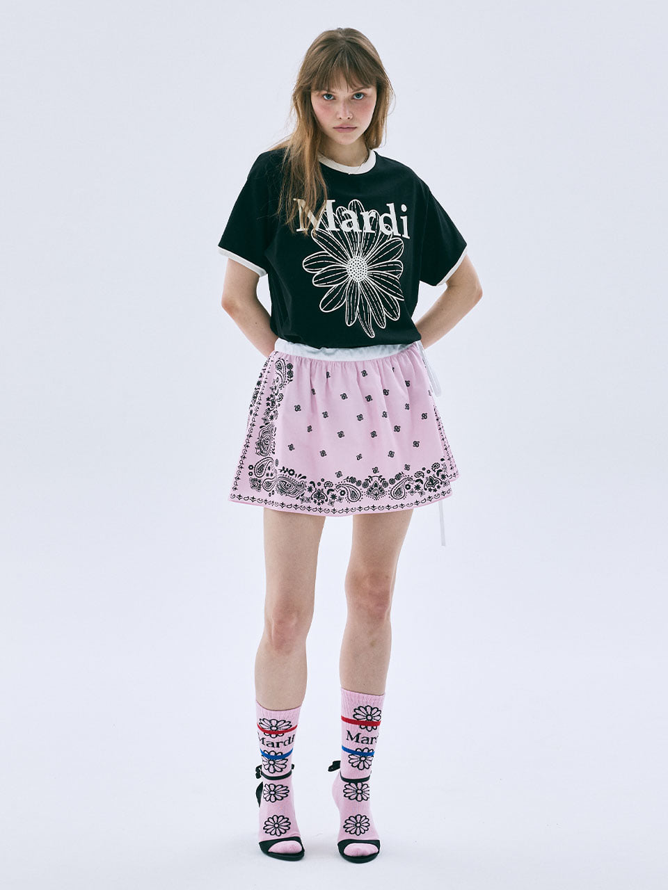 Mardi Mercredi - Flare Mini Skirt Paisley (Pink) product image 1 | TRAB K-Fashion Australia