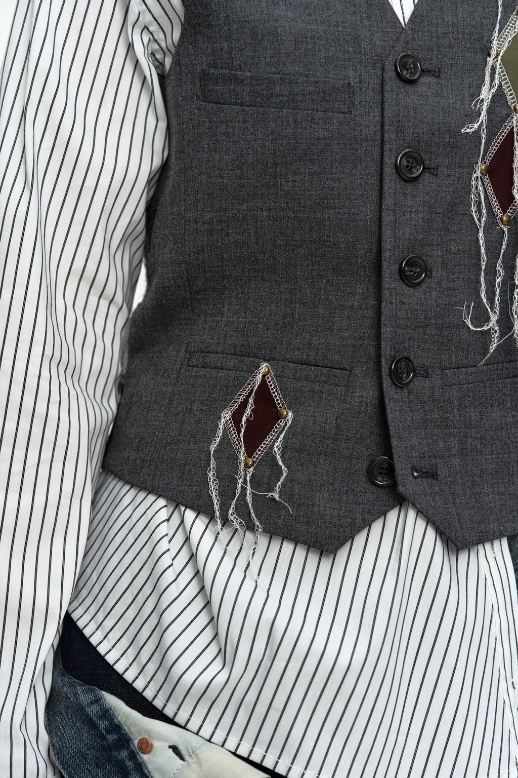 Andersson Bell - Back Knit Argyle Patched Vest (Grey) product image 8 | TRAB K-Fashion Australia