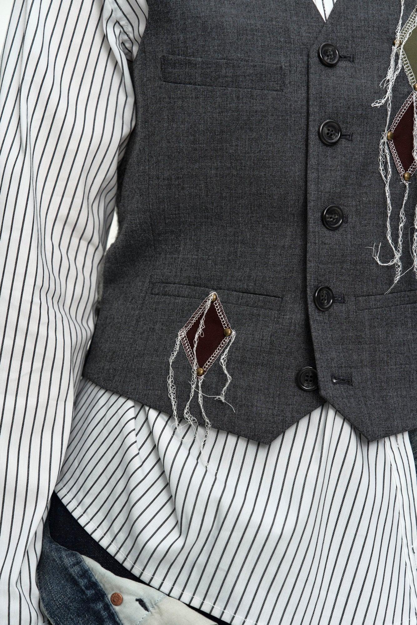Andersson Bell - Back Knit Argyle Patched Vest (Grey) product image 8 | TRAB K-Fashion Australia