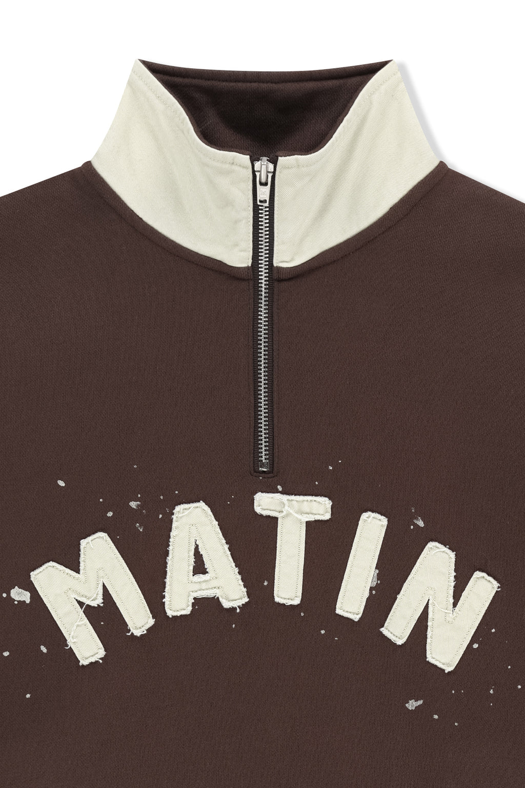 Matin Kim - Applique Logo Collar Quarter Zip Up (Brown) product image 3 | TRAB K-Fashion Australia