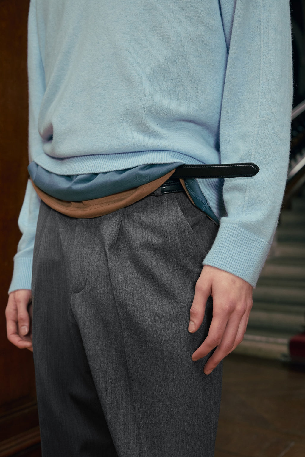 STU - Pin Tuck V-neck Knit (Sky Blue) product image 7 | TRAB K-Fashion Australia