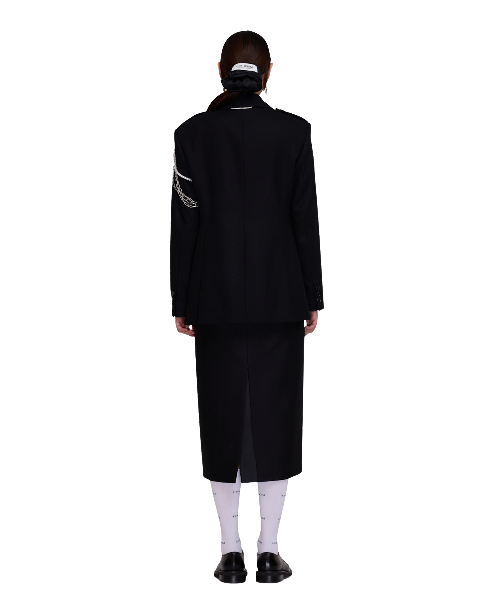 Kimhe Kim - Detachable Pearl Chain Single Jacket (Black) product image 4 | TRAB K-Fashion Australia