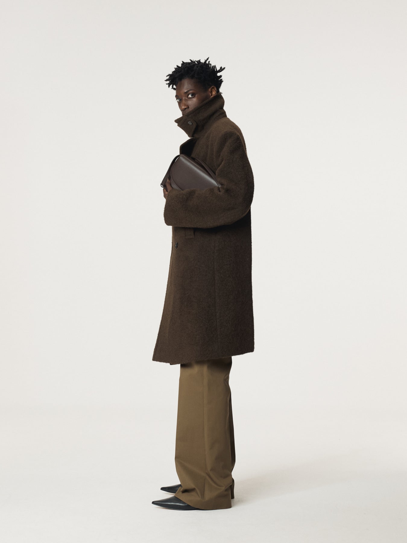 Recto - Lama Wool Vintage Pea Coat (Khaki Brown) product image 3 | TRAB K-Fashion Australia