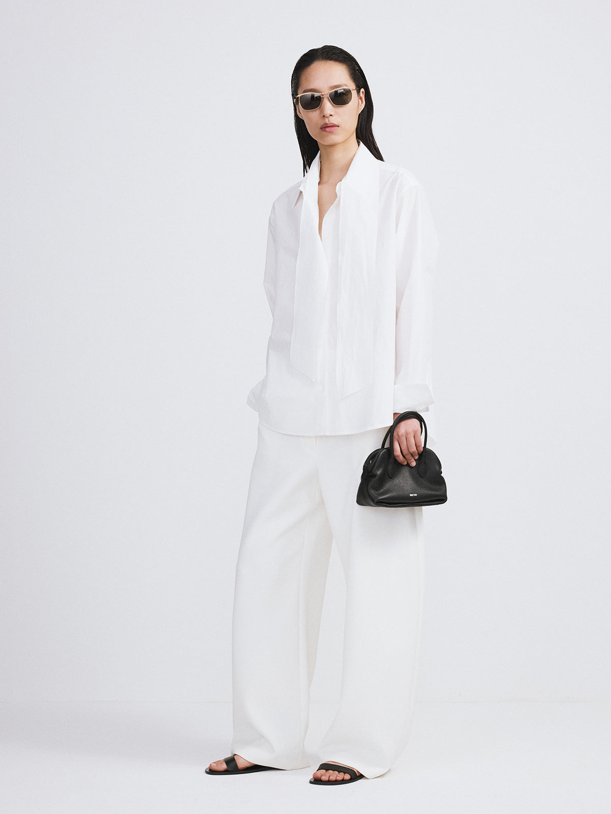 Recto - Detachable Scarf Cotton Shirt (Off White) product image 2 | TRAB K-Fashion Australia