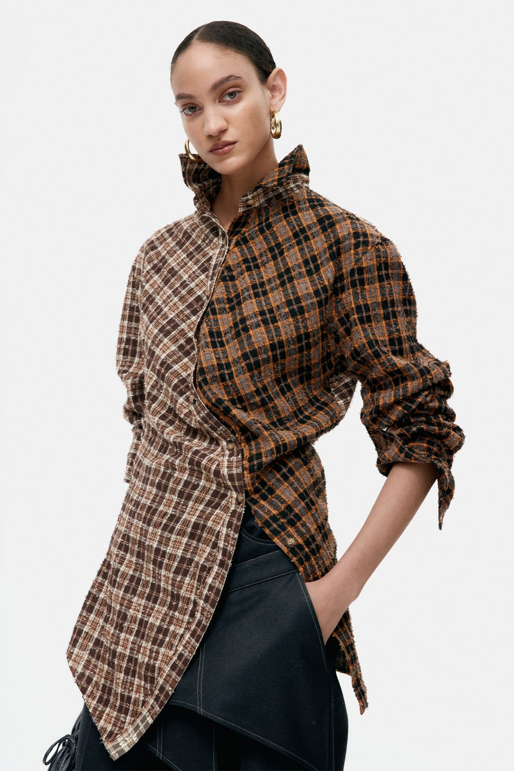 Andersson Bell - Twist Check Shirts (Brown) product image 1 | TRAB K-Fashion Australia