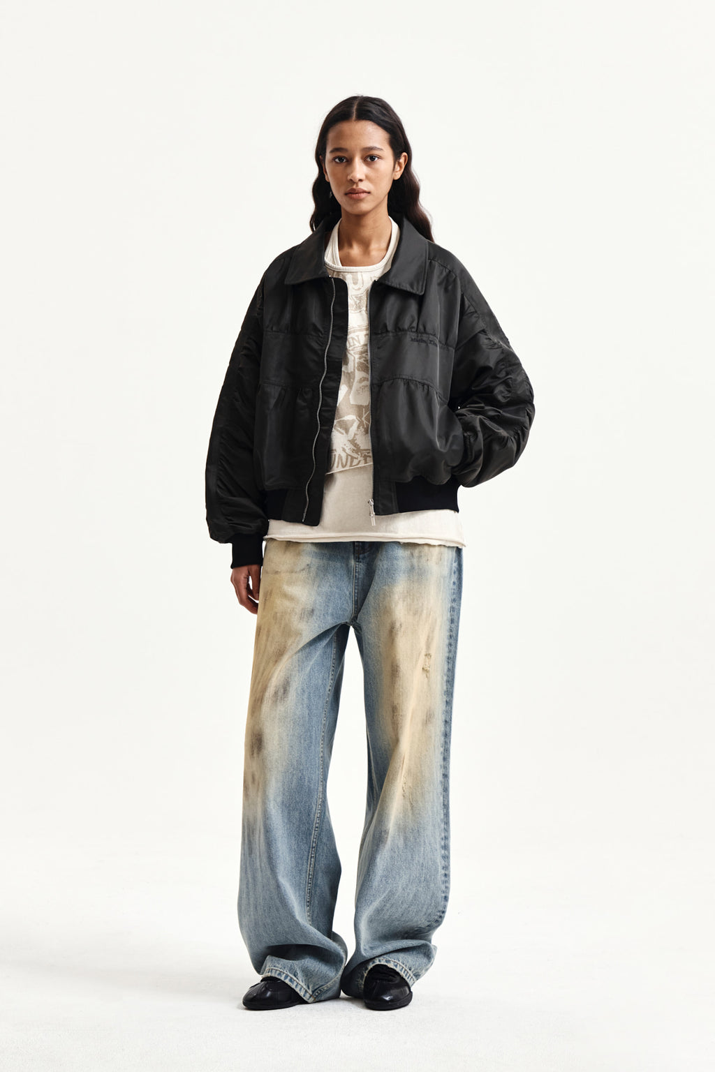 Matin Kim - Small Logo Shirring Jumper (Khaki) product image 9 | TRAB K-Fashion Australia