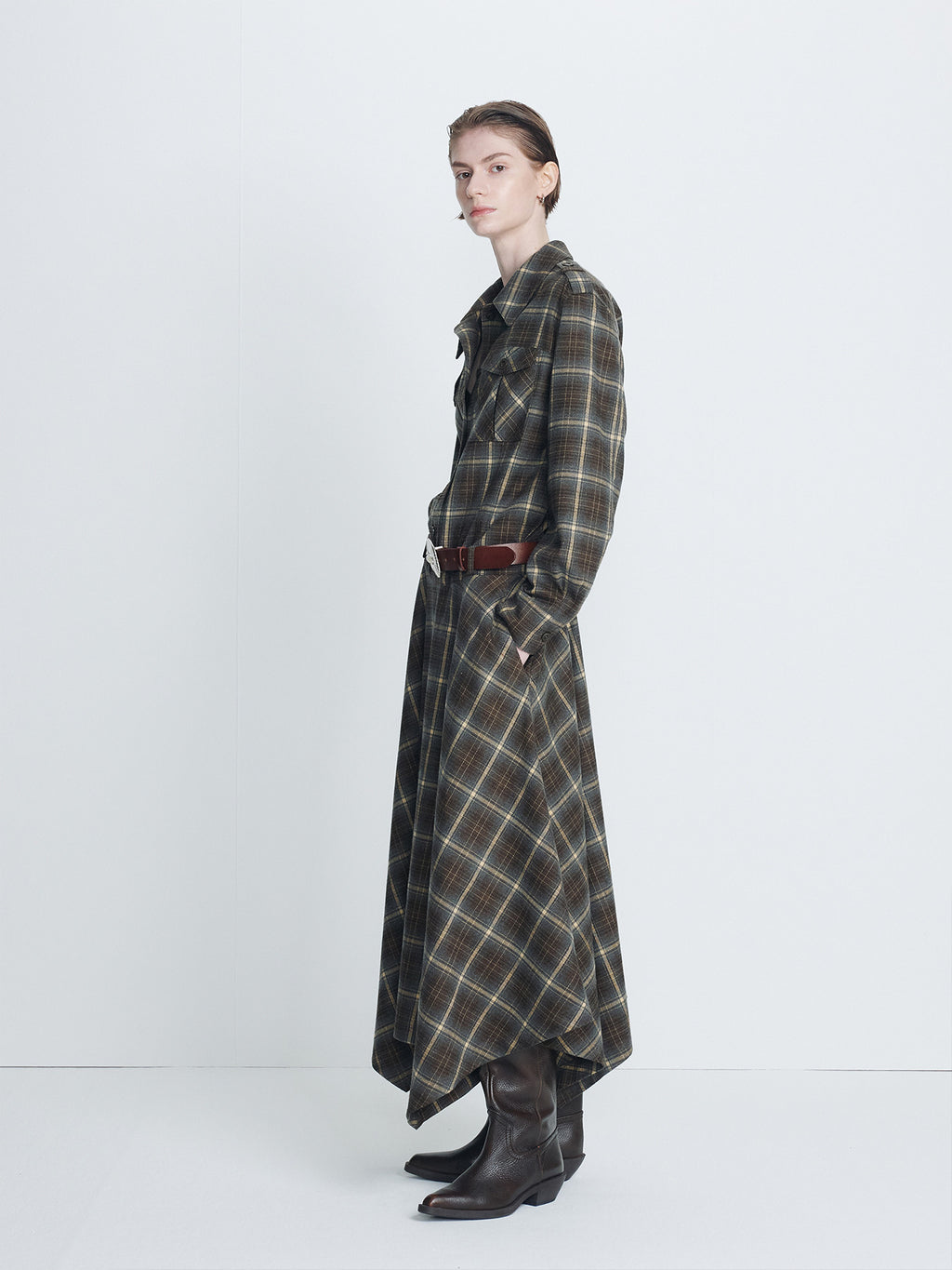 Tonywack - Checked Utility Shirt Dress (Blue Grey Check) product image 5 | TRAB K-Fashion Australia