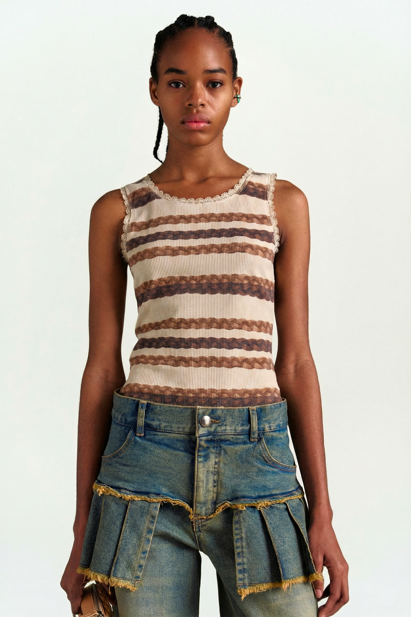 Andersson Bell - Hair Braid Stripe Tank Top (Beige) product image 5 | TRAB K-Fashion Australia