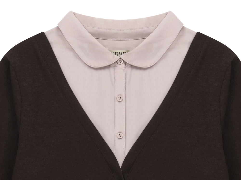 Coyseio - Layered Shirt Cardigan (Brown) product image 12 | TRAB K-Fashion Australia