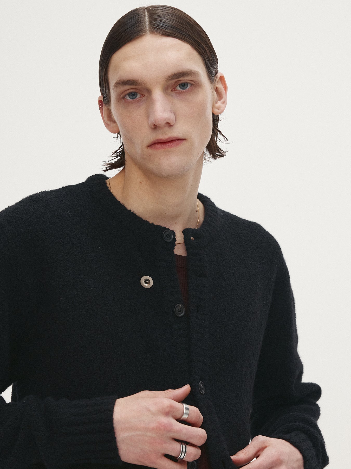 Tonywack - Baby Alpaca Brushed Crew Neck Cardigan (Black) product image 5 | TRAB K-Fashion Australia