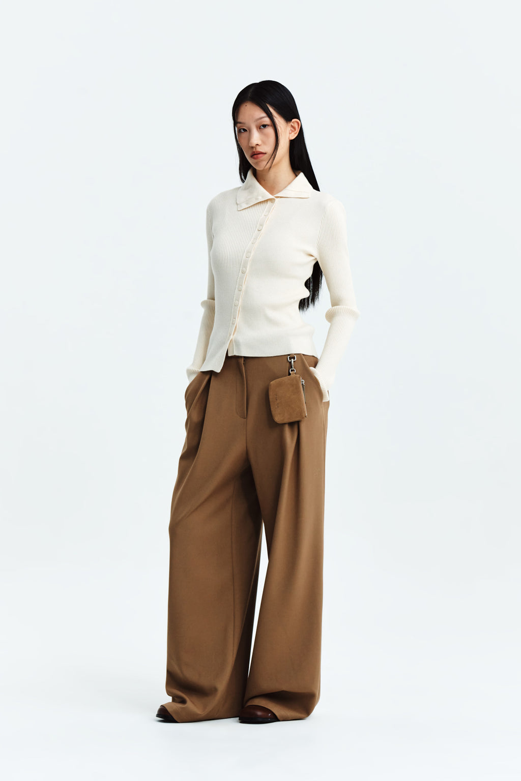Matin Kim - Tuck Pocket Point Wide Pants (Dark Beige) product image 9 | TRAB K-Fashion Australia