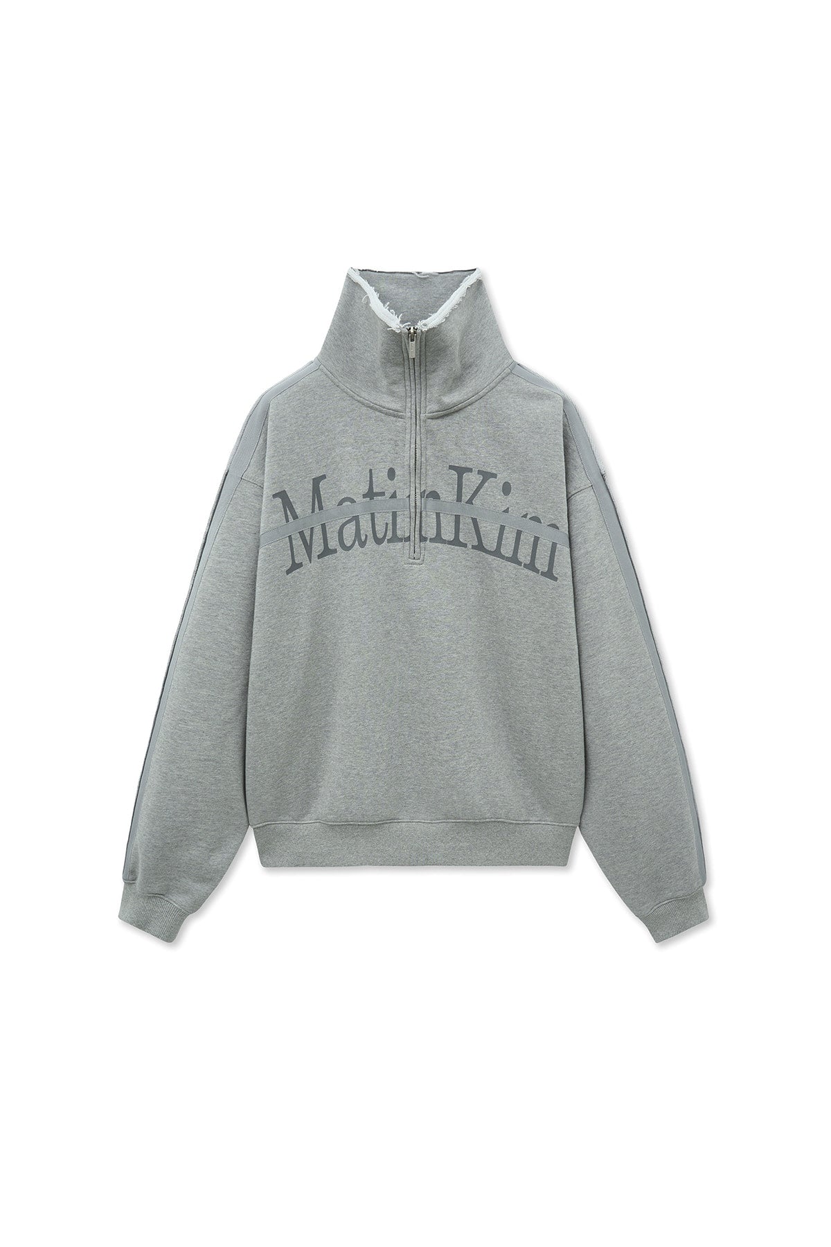 Matin Kim - Cut Out Half Zip Sweatshirt (Grey) product image 1 | TRAB K-Fashion Australia