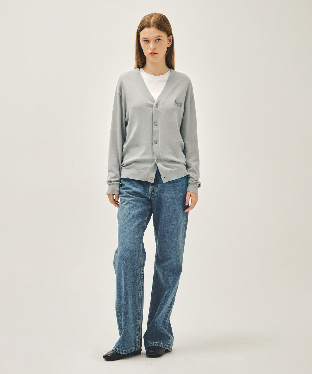 Marithe & Francois Girbaud - Small Classic Logo V-neck Knit Cardigan (Gray) product image 5 | TRAB K-Fashion Australia