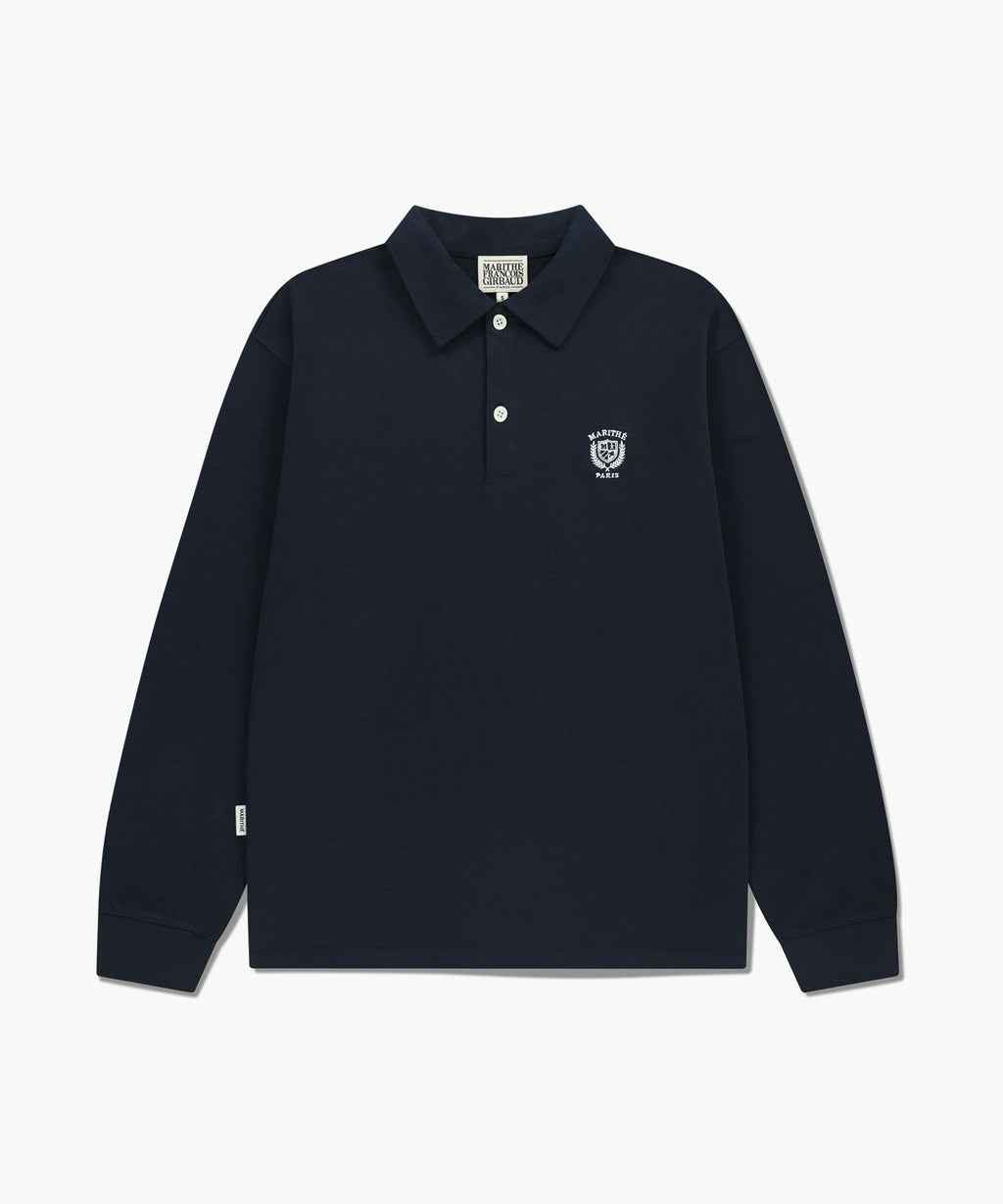 Marithe & Francois Girbaud - Crest Logo Jersey Polo Long Sleeve (Navy) product image 6 | TRAB K-Fashion Australia