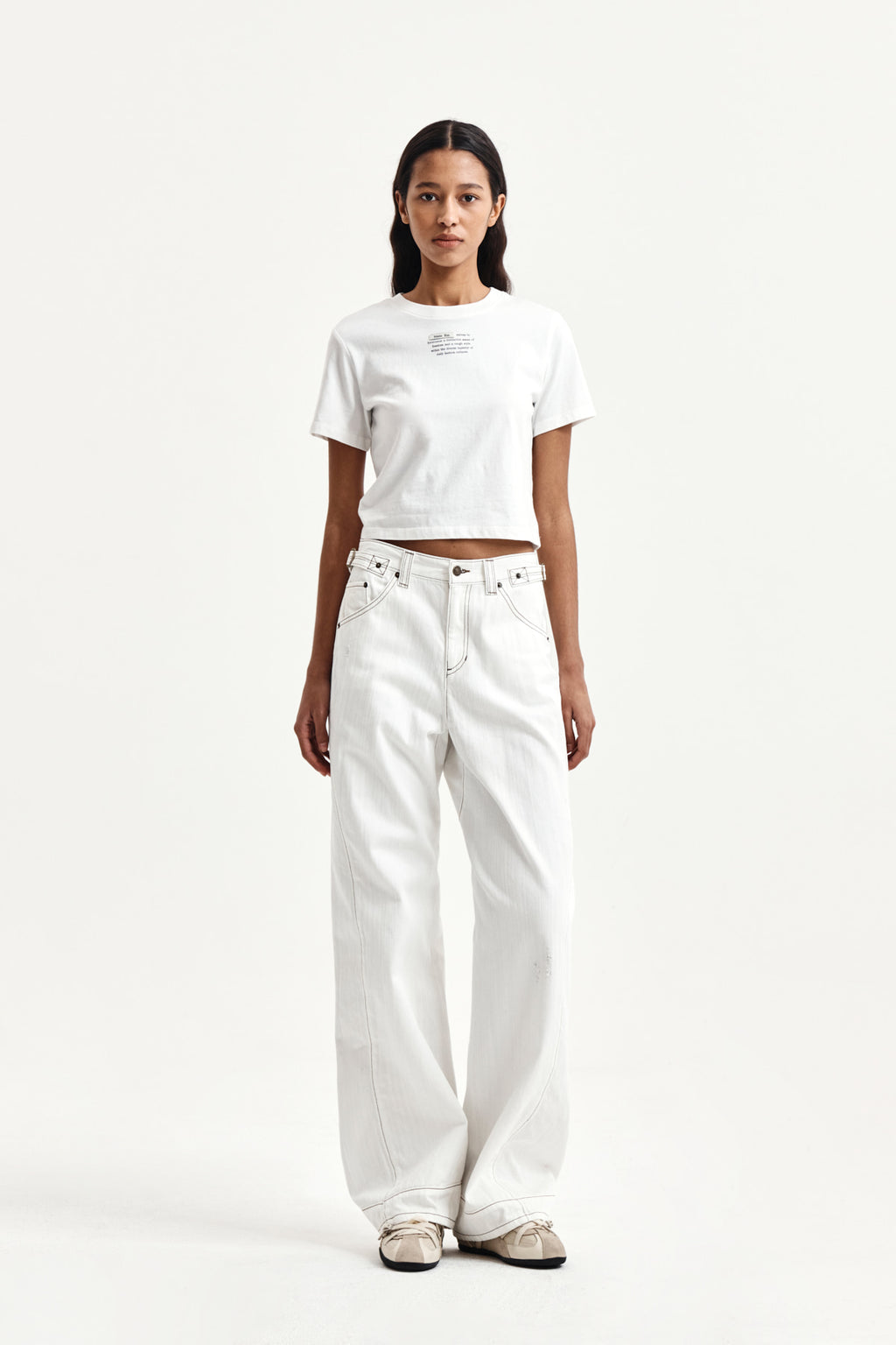 Matin Kim - Label Point Lettering Crop Top (White) product image 9 | TRAB K-Fashion Australia