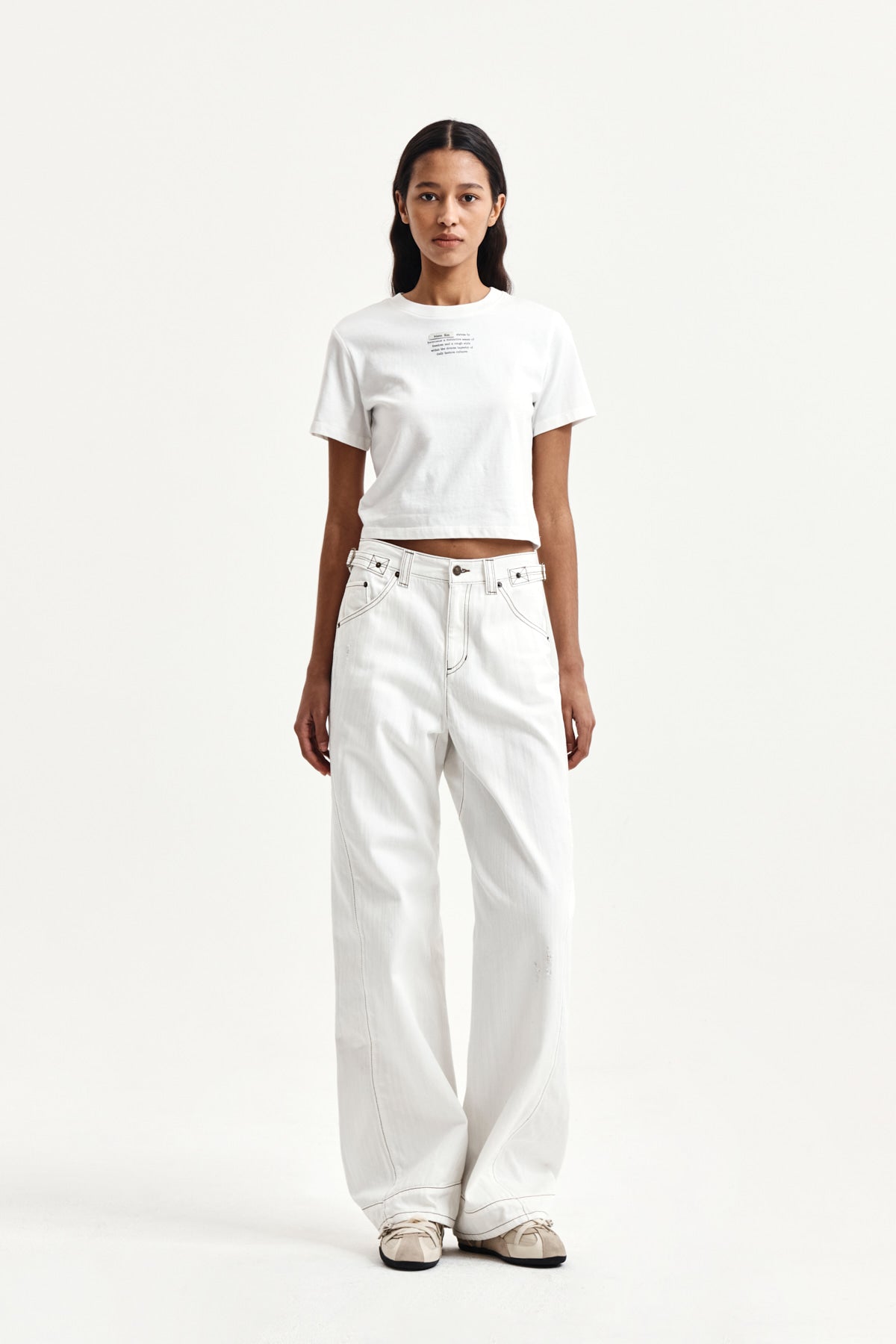 Matin Kim - Label Point Lettering Crop Top (White) product image 9 | TRAB K-Fashion Australia