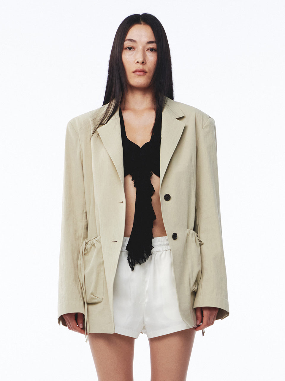 Kijun - Shirring Pocket Blazer (Beige) product image 6 | TRAB K-Fashion Australia