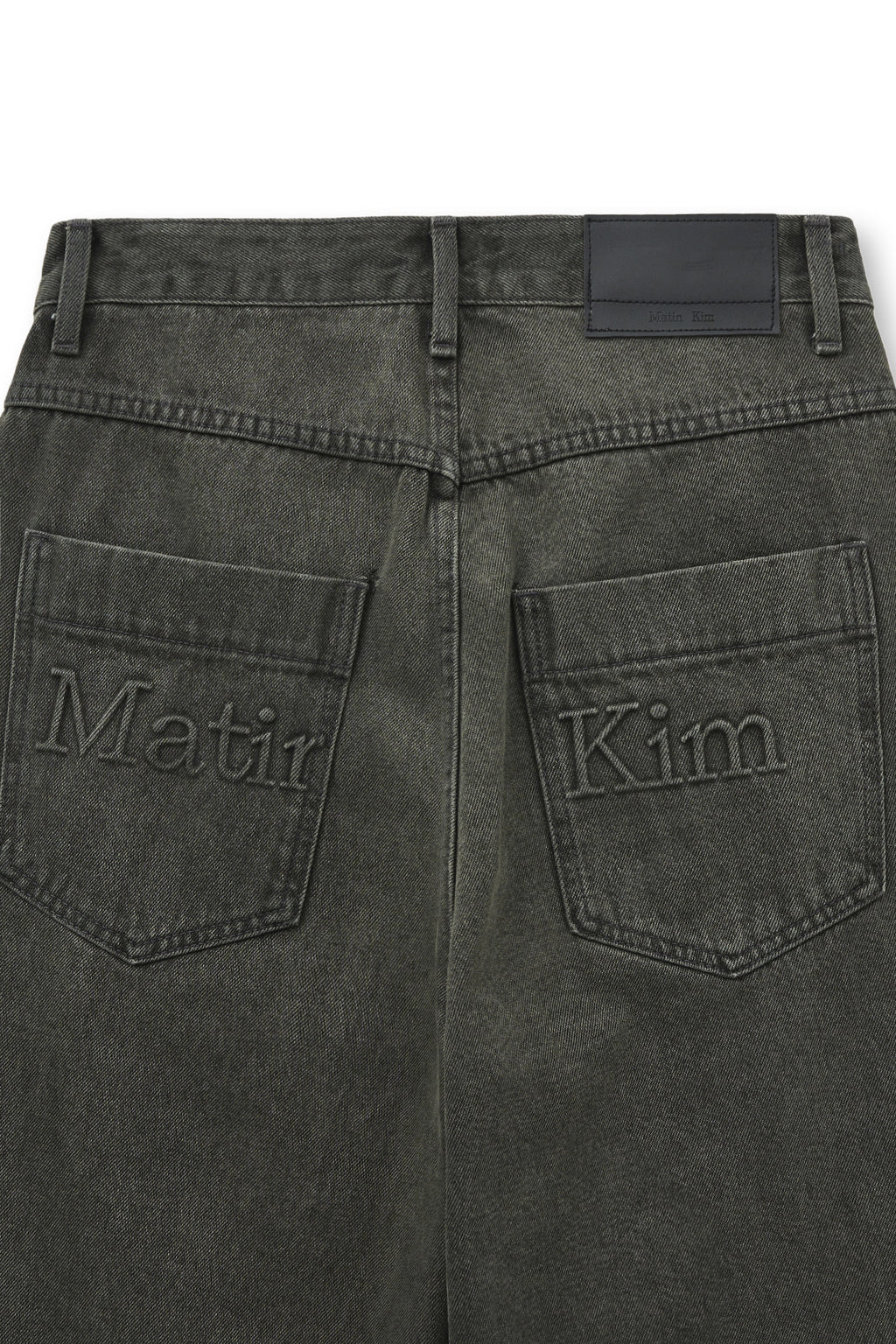 Matin Kim - Back Logo Wide Denim Pants (Charcoal) product image 5 | TRAB K-Fashion Australia