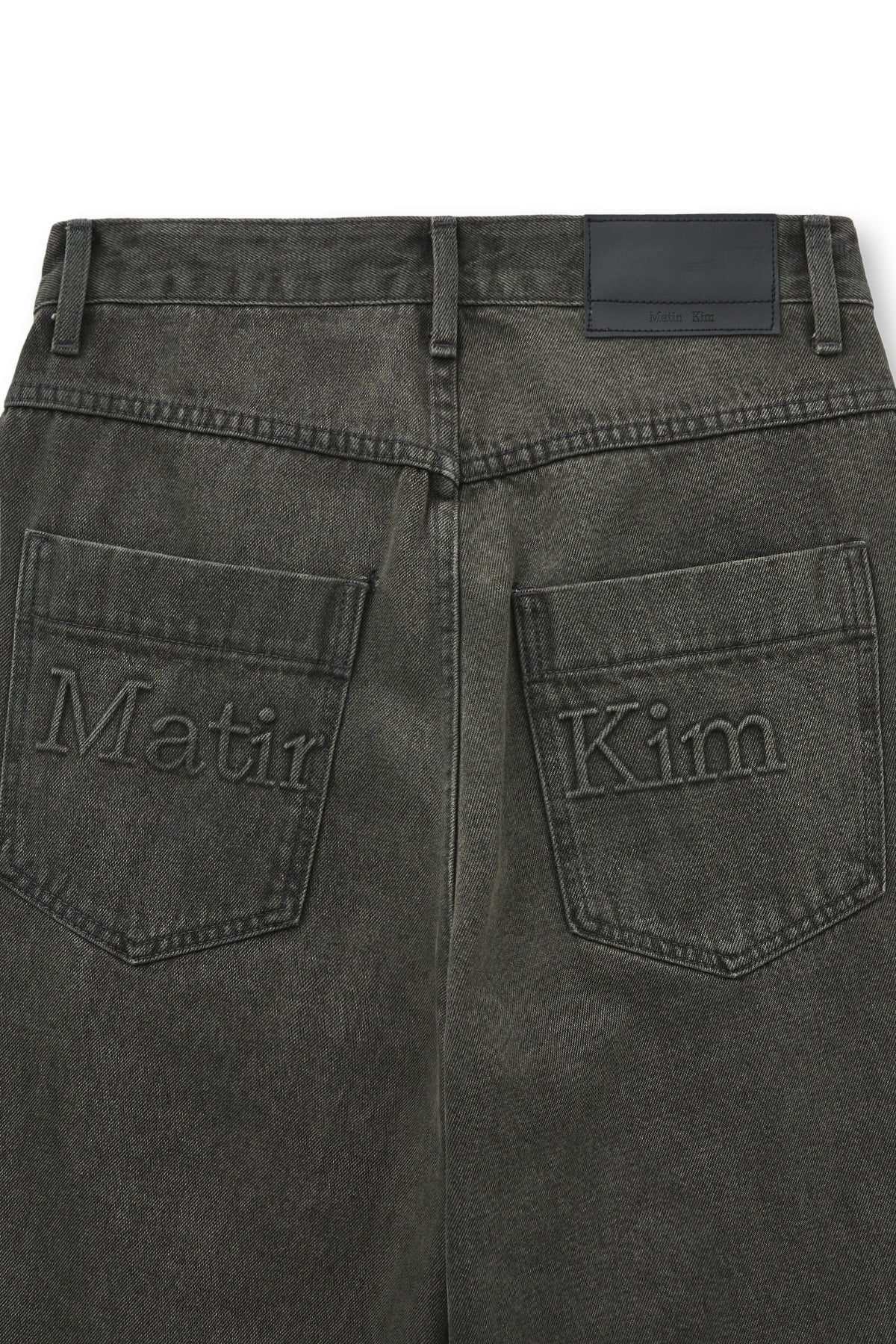 Matin Kim - Back Logo Wide Denim Pants (Charcoal) product image 5 | TRAB K-Fashion Australia