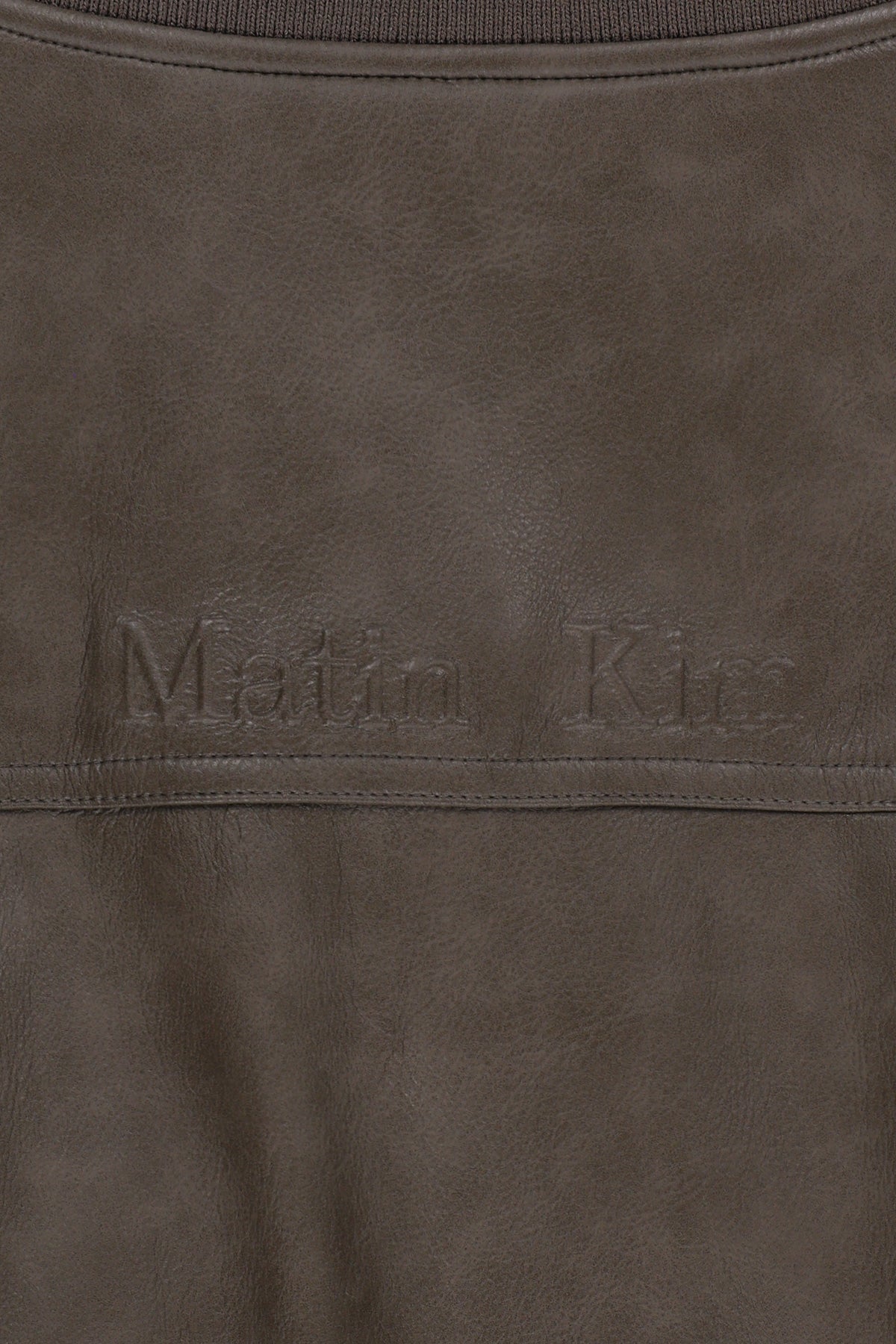 Matin Kim - Faux Leather Rib Collar Blouson (Brown) product image 5 | TRAB K-Fashion Australia
