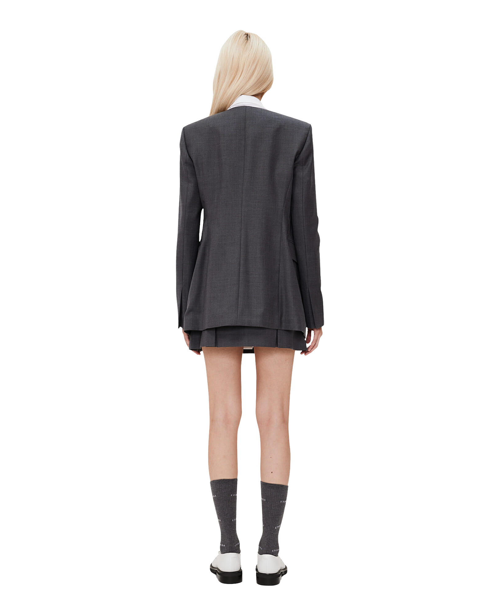 Kimhe Kim - Collarless Wool-Blended Jacket (Grey) product image 4 | TRAB K-Fashion Australia