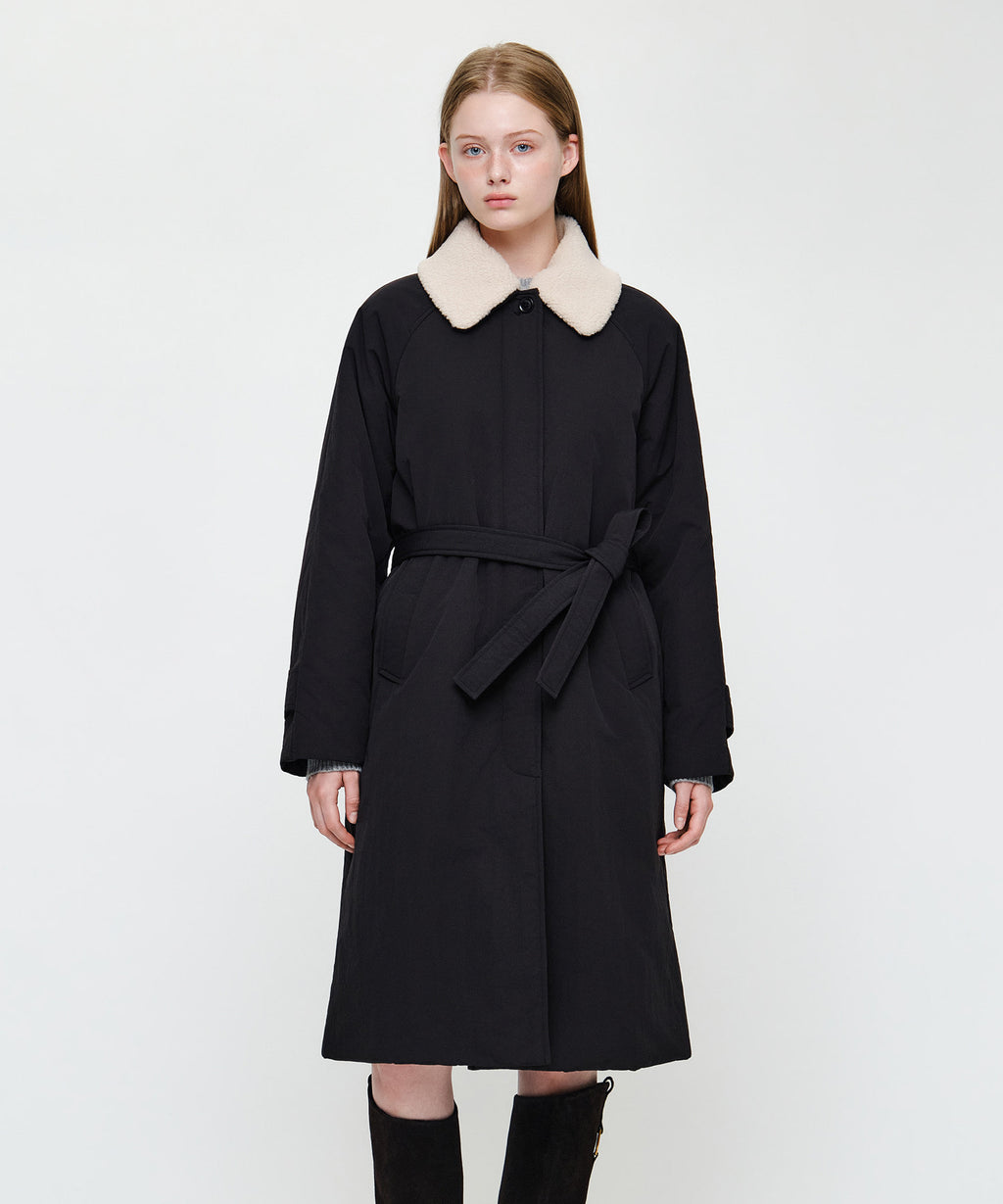 Marithe & Francois Girbaud - Waist Belt Long Padded Jacket (Black) product image 1 | TRAB K-Fashion Australia