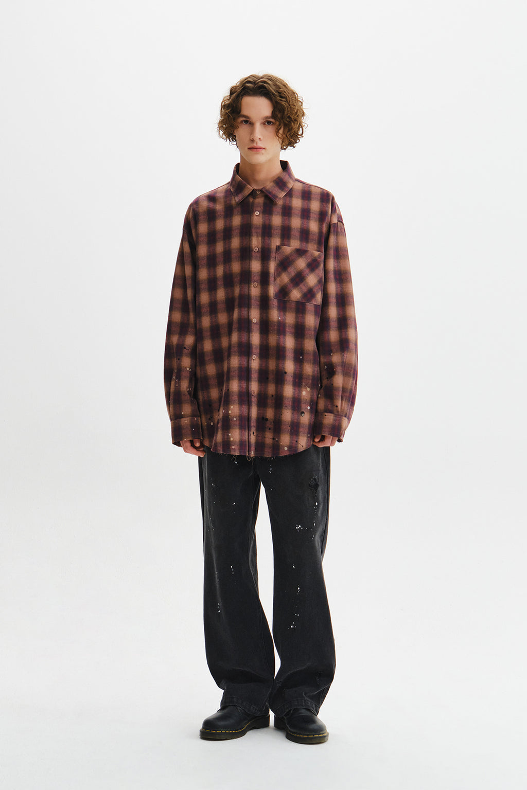 Matin Kim - Paint Effect Flannel Check Shirt (Indian Pink) product image 12 | TRAB K-Fashion Australia