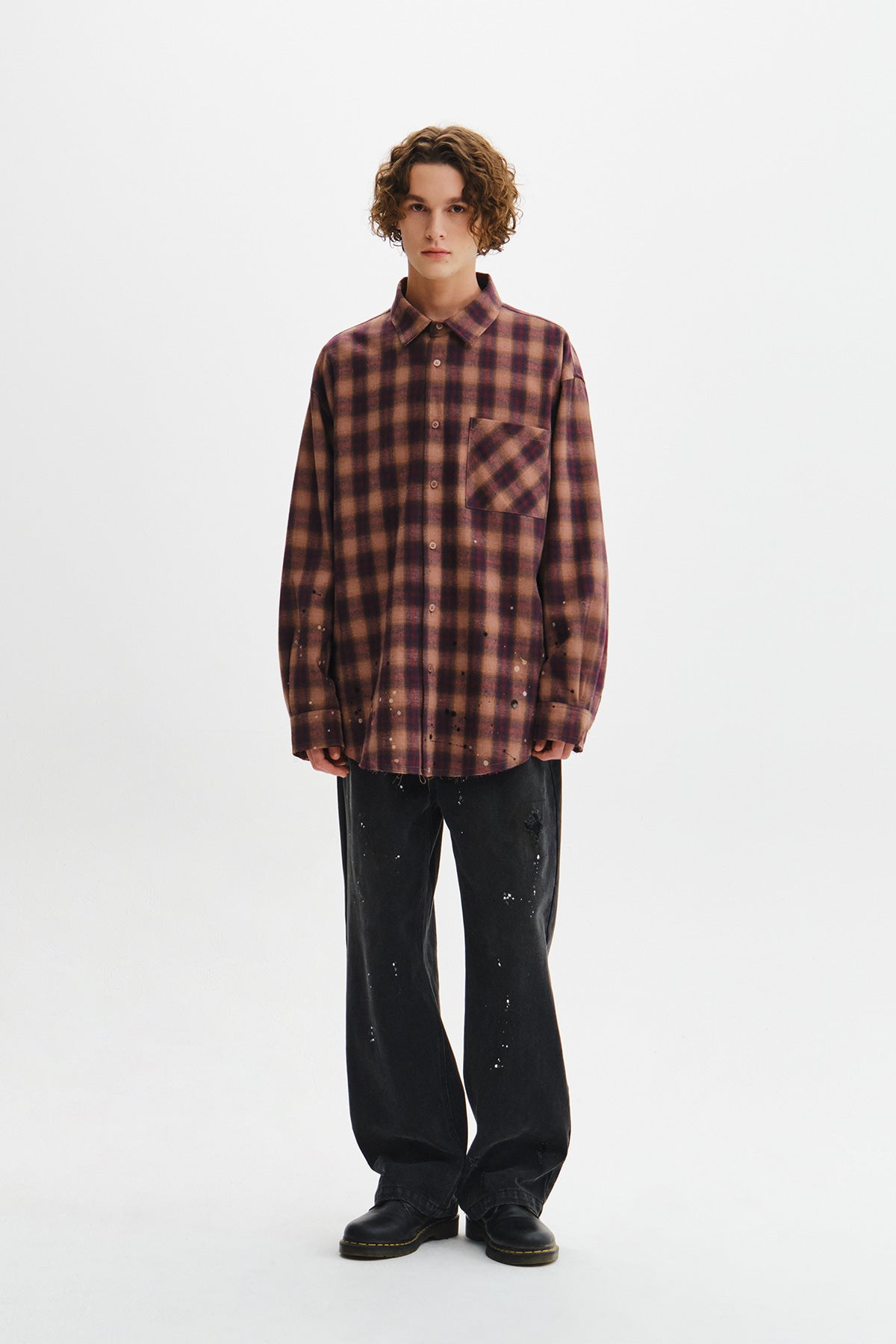 Matin Kim - Paint Effect Flannel Check Shirt (Indian Pink) product image 12 | TRAB K-Fashion Australia