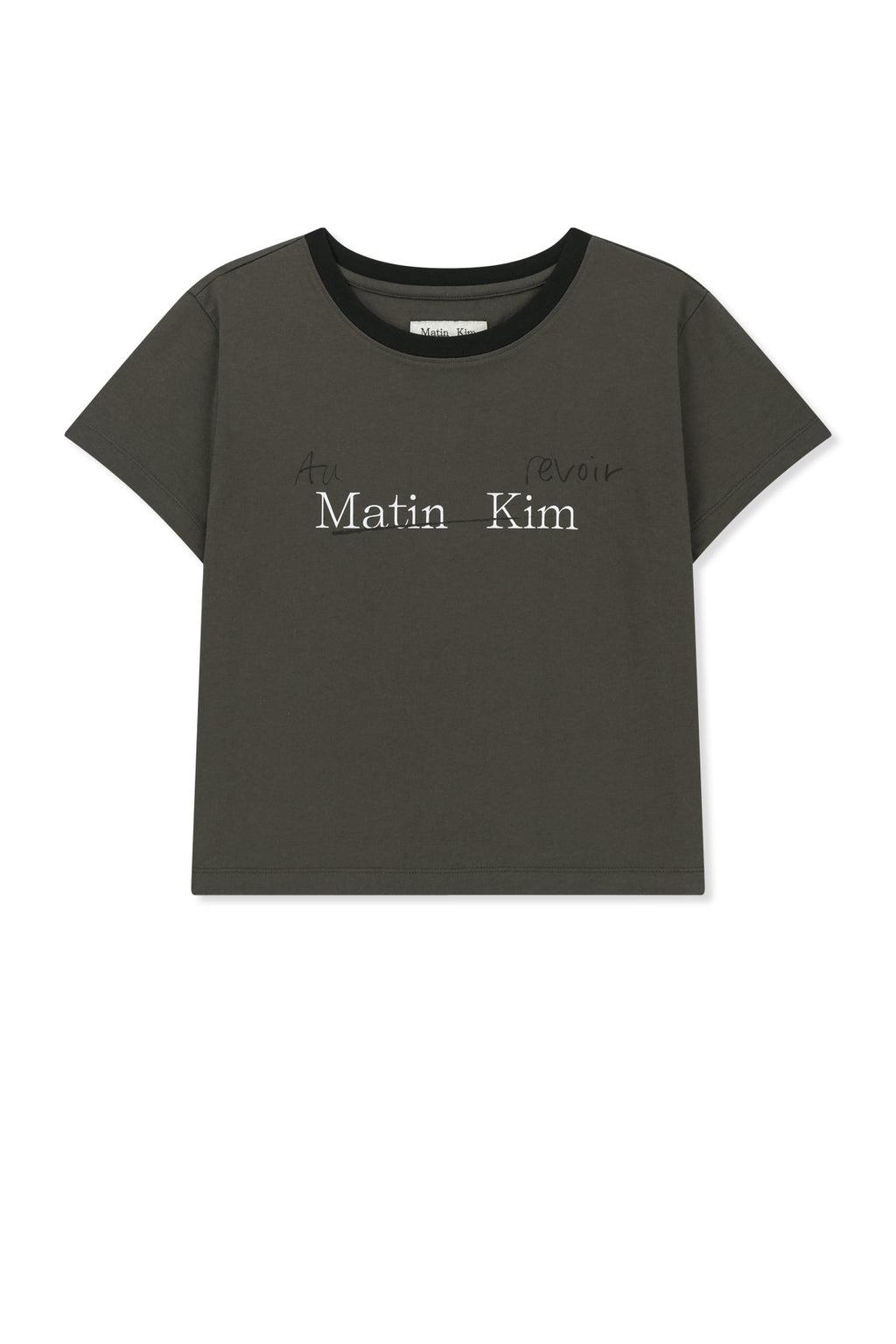 Matin Kim - Tonal Rib Logo Crop Top (Charcoal) product image 1 | TRAB K-Fashion Australia