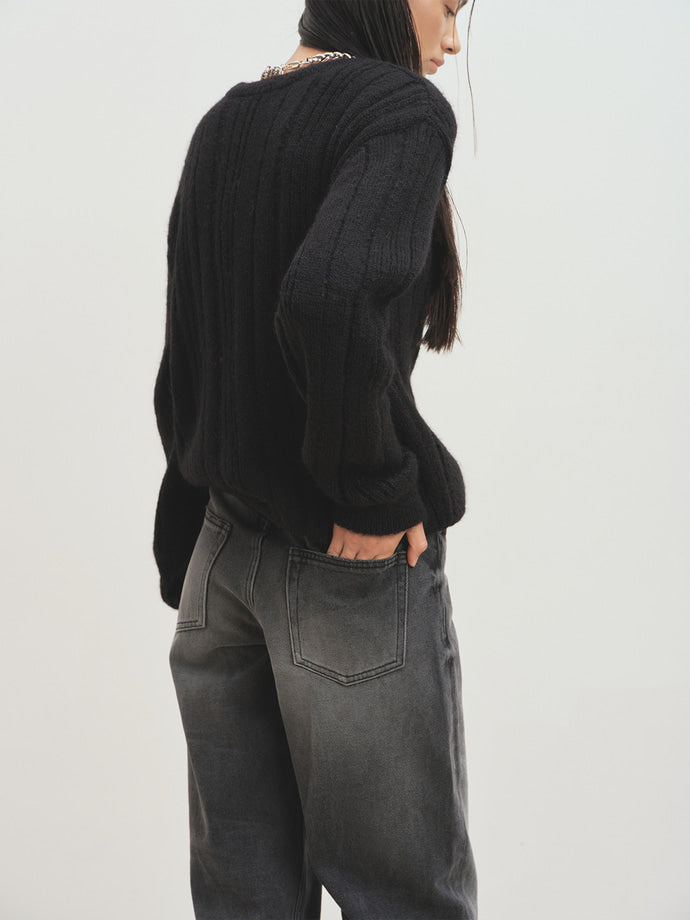 Tonywack - Kid Mohair Distressed Ribbed Sweater (Black) product image 9 | TRAB K-Fashion Australia