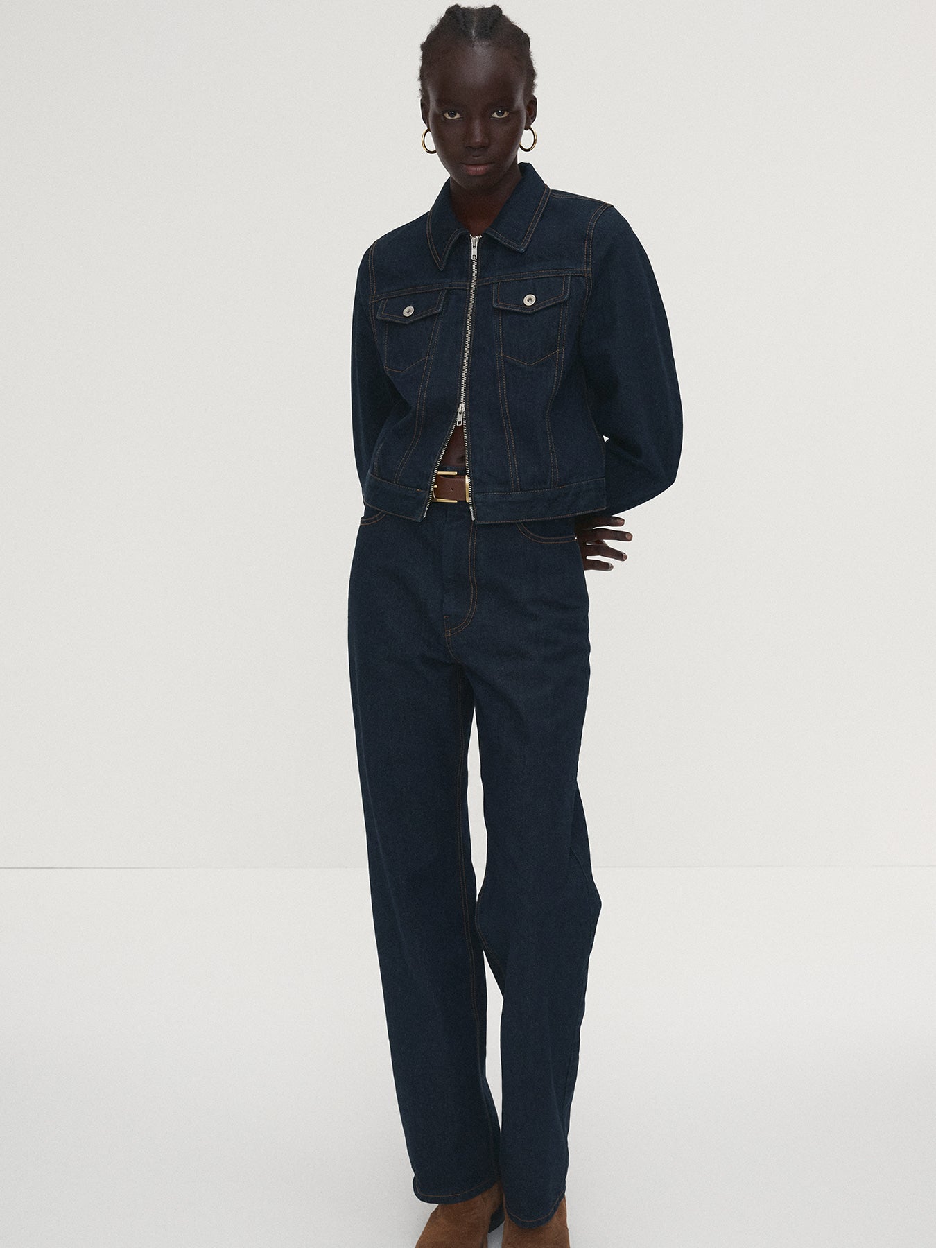 Tonywack - Rinsed Denim High Waist Wide Jeans (Blue) product image 4 | TRAB K-Fashion Australia