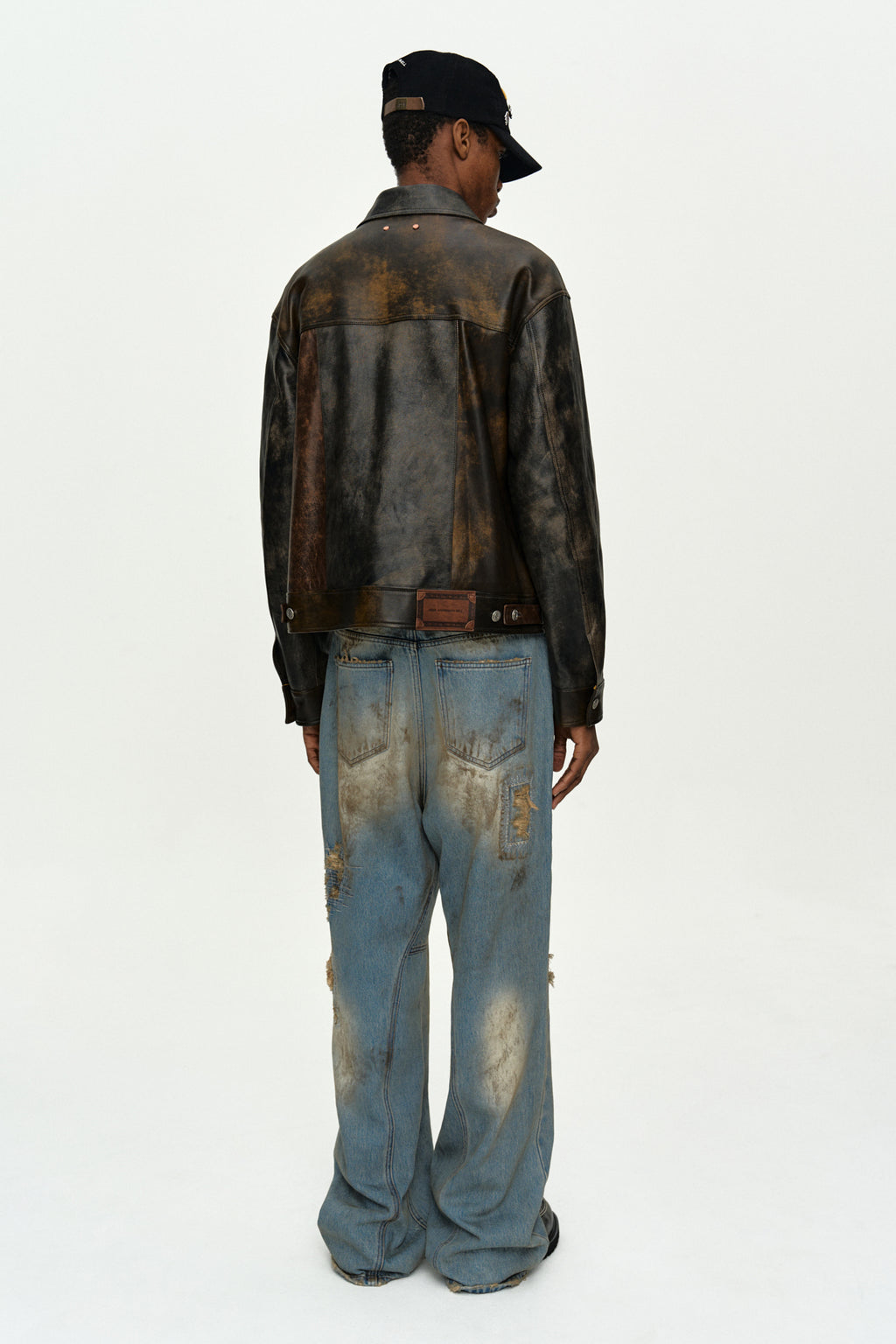 Andersson Bell - Leather Patchwork Trucker Jacket (Brown) product image 2 | TRAB K-Fashion Australia